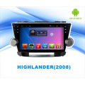 Sistema Android Carro DVD GPS Player para Highlander 9 polegadas Touch Screen com Bluetooth / MP4